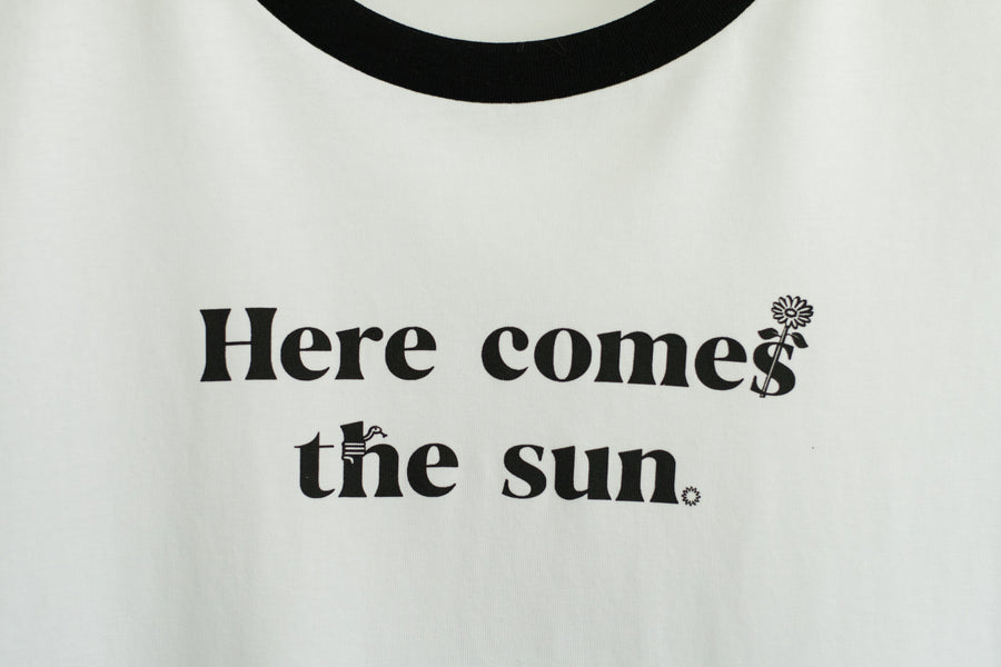 Women's Ringer Tee - Here Comes The Sun - Black