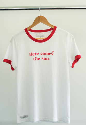 Women's Ringer Tee - Here Comes The Sun - Red